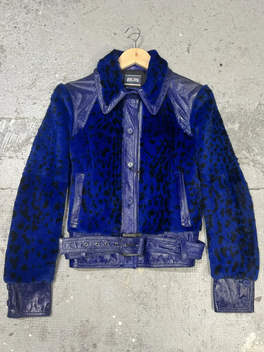 AW2011 Jean Paul Gaultier Blue Fur Rabbit Jacket yTzzLVL 0