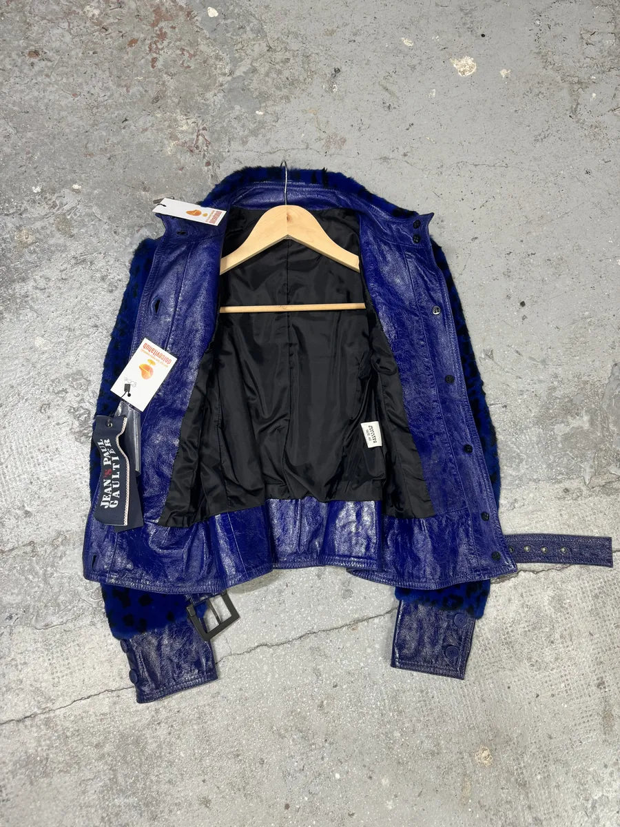 AW2011 Jean Paul Gaultier Blue Fur Rabbit Jacket yTzzLVL 4