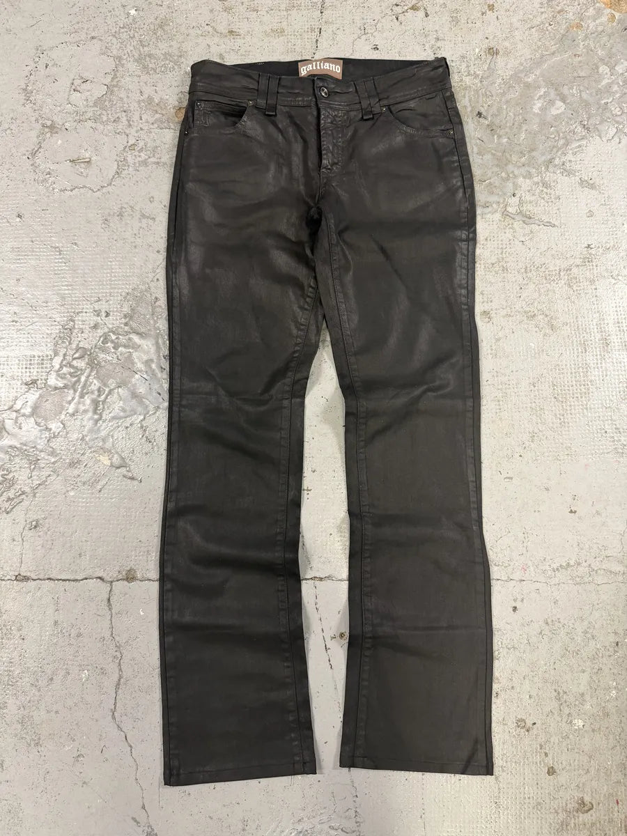 AW2011 John Galliano Black Waxed Effect Dark Denim Jeans SkEKJvI 0