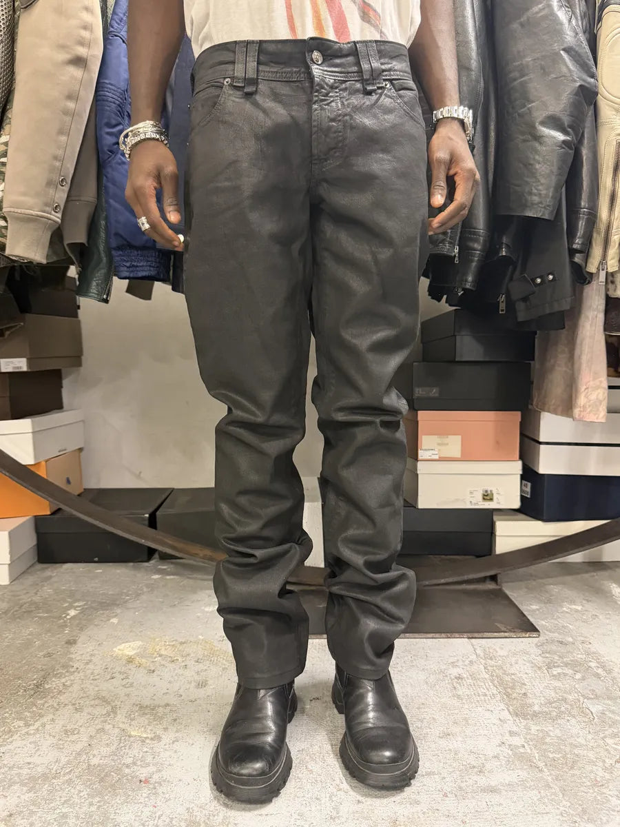 AW2011 John Galliano Black Waxed Effect Dark Denim Jeans SkEKJvI 1