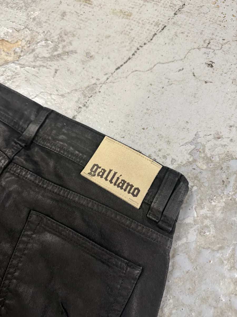 AW2011 John Galliano Black Waxed Effect Dark Denim Jeans SkEKJvI 10