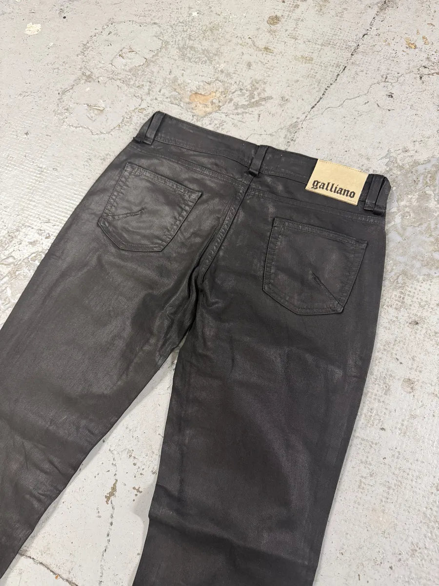 AW2011 John Galliano Black Waxed Effect Dark Denim Jeans SkEKJvI 11