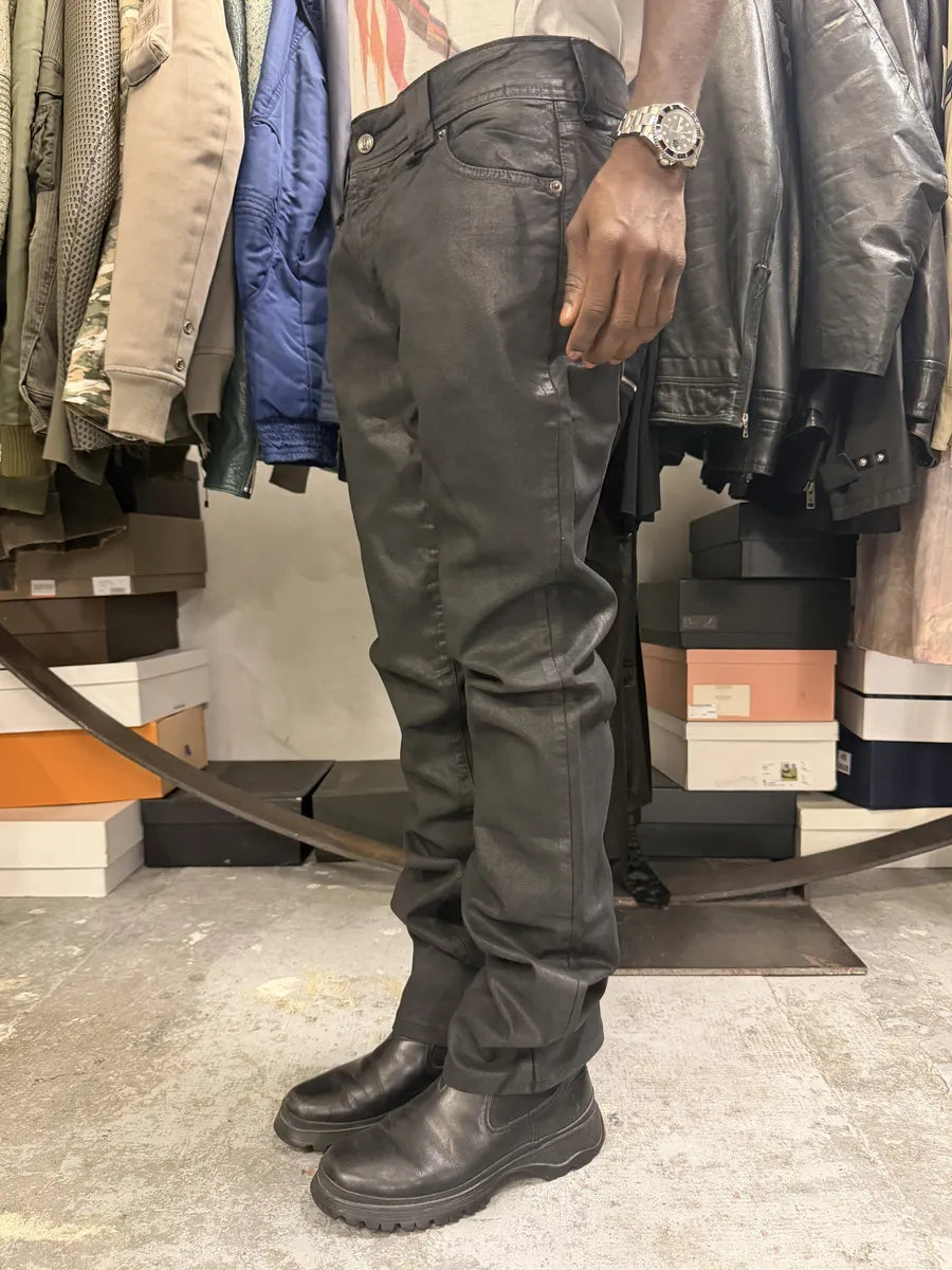 AW2011 John Galliano Black Waxed Effect Dark Denim Jeans SkEKJvI 2