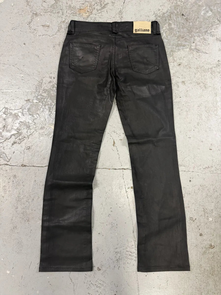 AW2011 John Galliano Black Waxed Effect Dark Denim Jeans SkEKJvI 4