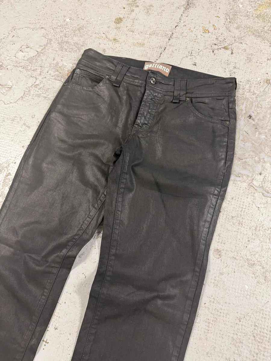 AW2011 John Galliano Black Waxed Effect Dark Denim Jeans SkEKJvI 6