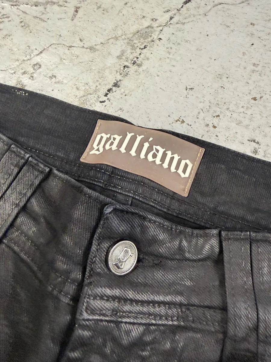AW2011 John Galliano Black Waxed Effect Dark Denim Jeans SkEKJvI 7