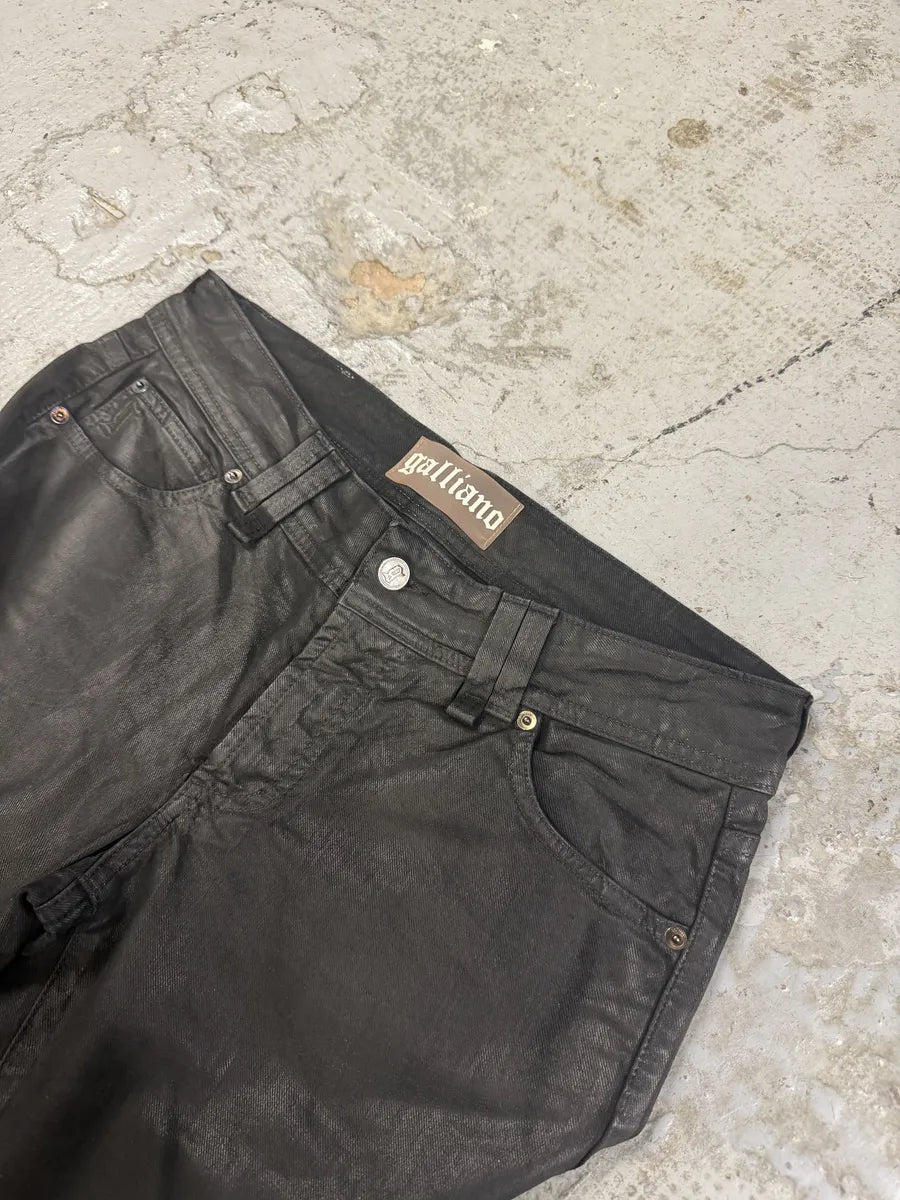 AW2011 John Galliano Black Waxed Effect Dark Denim Jeans SkEKJvI 9