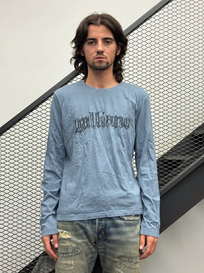AW2011 John Galliano Blue Propaganda Logo Longsleeve AmvKbDc 0