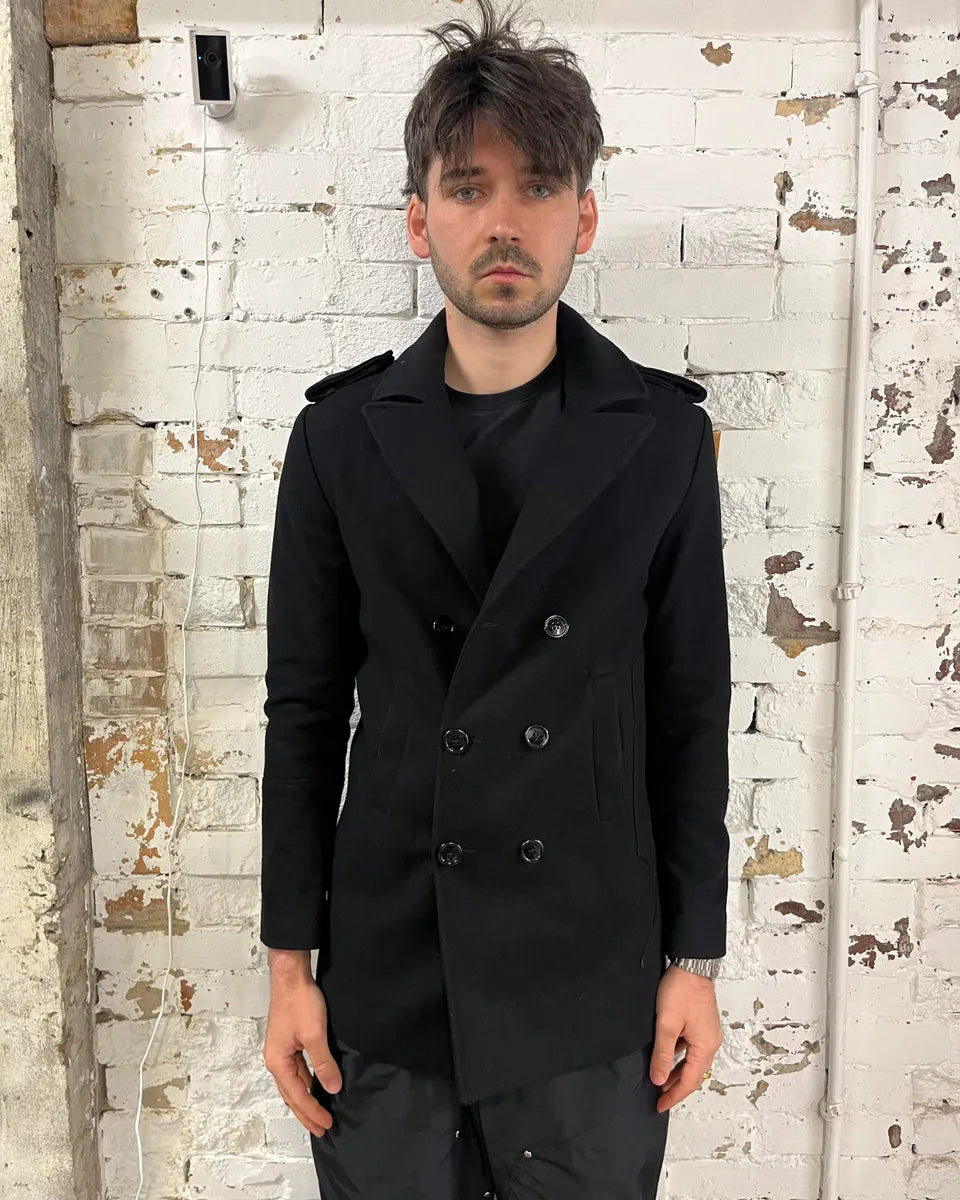 AW2011 John Galliano Double-Breasted Black Wool Coat EAkNtbJ 1