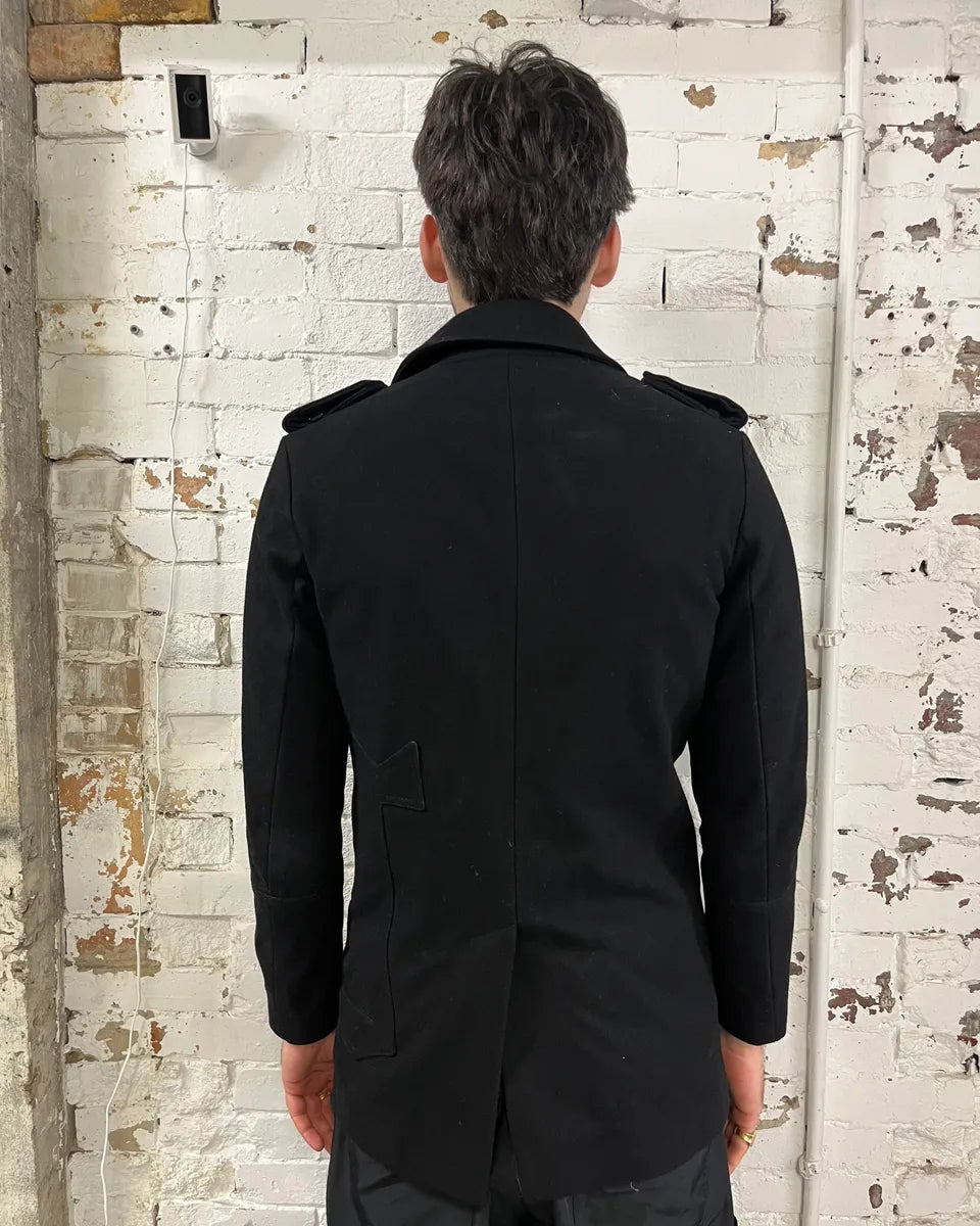 AW2011 John Galliano Double-Breasted Black Wool Coat EAkNtbJ 2