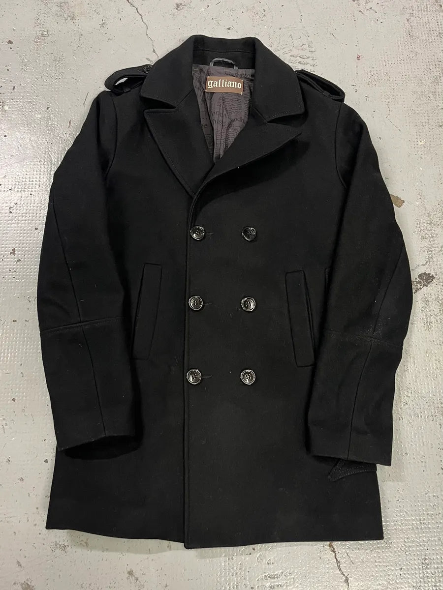 AW2011 John Galliano Double-Breasted Black Wool Coat EAkNtbJ 3
