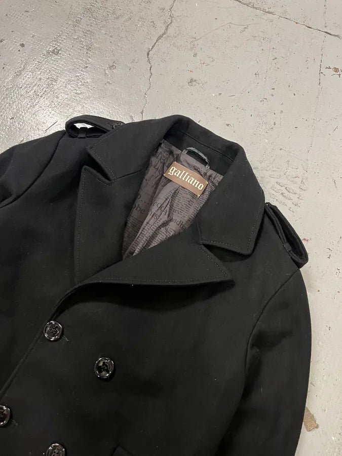 AW2011 John Galliano Double-Breasted Black Wool Coat EAkNtbJ 4