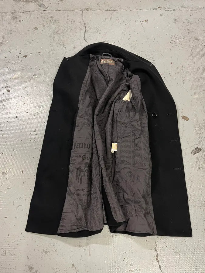 AW2011 John Galliano Double-Breasted Black Wool Coat EAkNtbJ 7