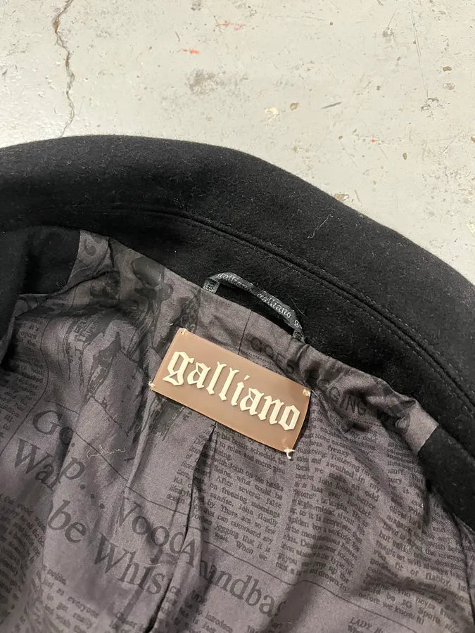 AW2011 John Galliano Double-Breasted Black Wool Coat EAkNtbJ 8