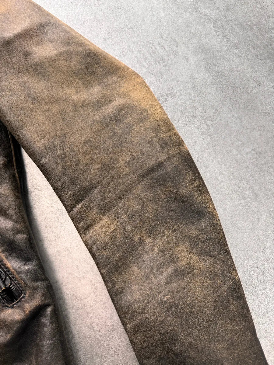AW2011 Maison Margiela 5-Zip Distressed Leather Jacket (S) 4