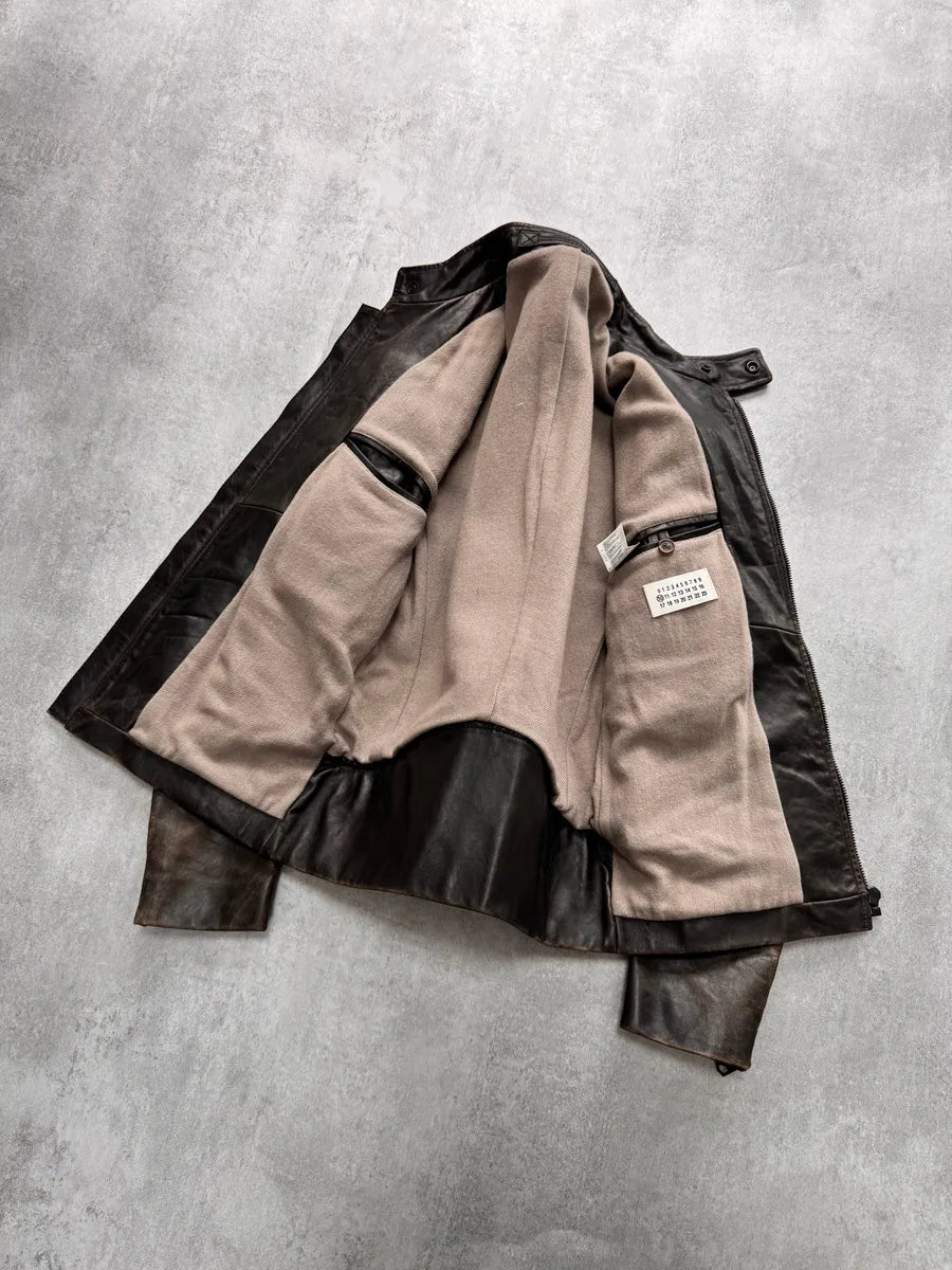 AW2011 Maison Margiela 5-Zip Distressed Leather Jacket (S) 6