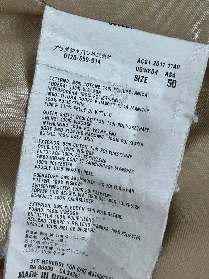 AW2011 Prada Beige Buttoned Classy Trench Coat lYQJCbf 10