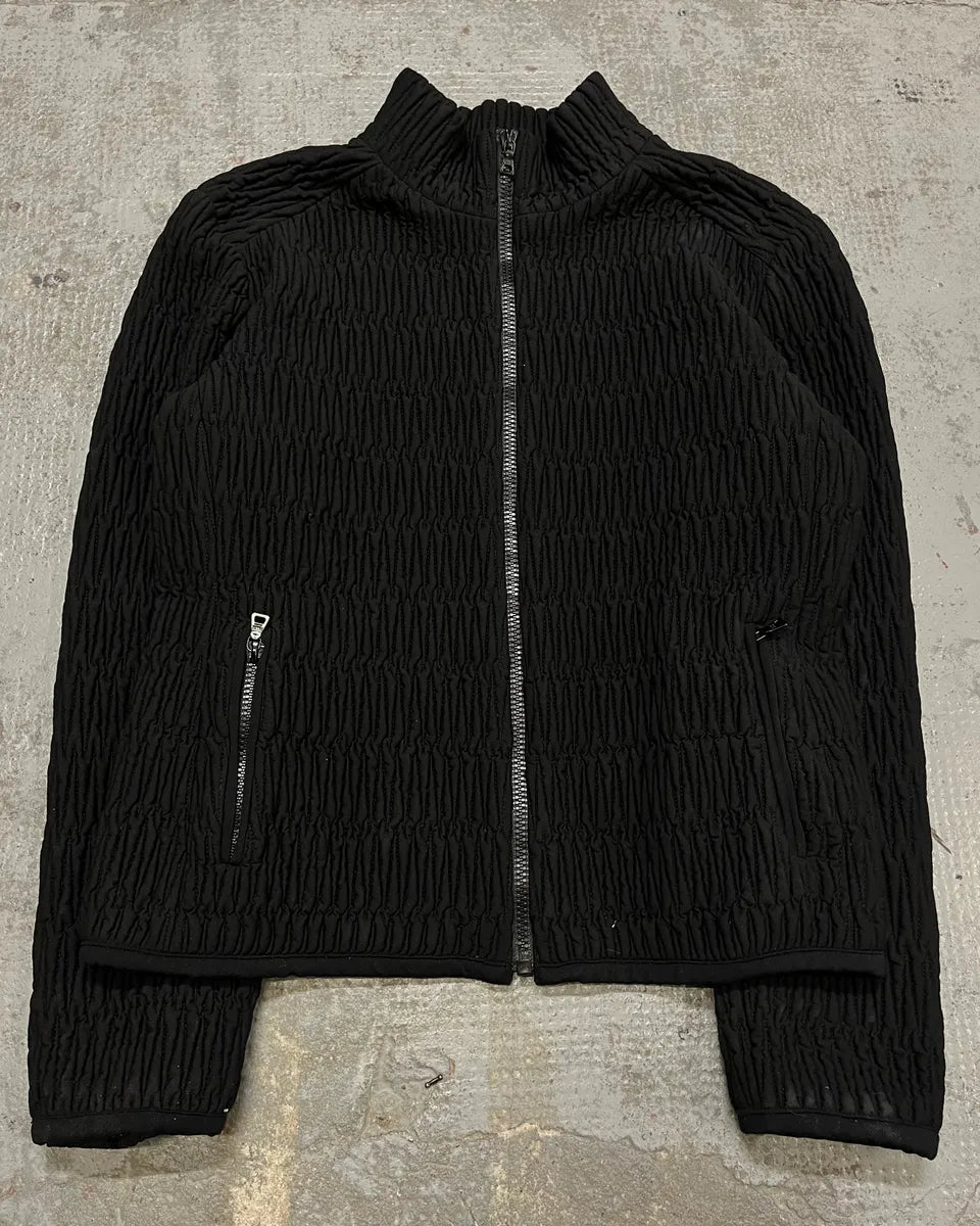 AW2011 Prada Black Pleated Texture Zip-up Jacket paXgxlx 3