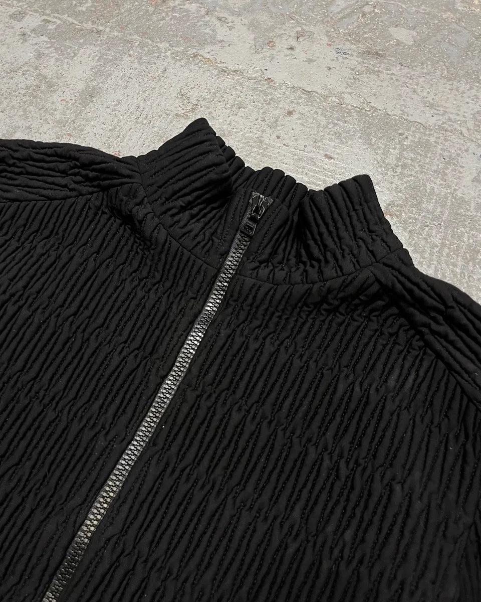 AW2011 Prada Black Pleated Texture Zip-up Jacket paXgxlx 4