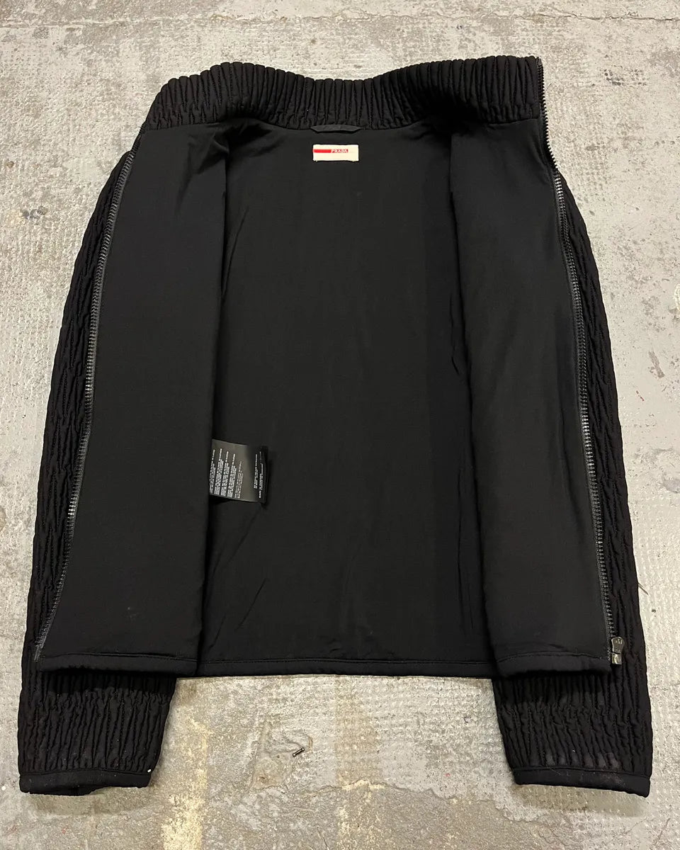 AW2011 Prada Black Pleated Texture Zip-up Jacket paXgxlx 7