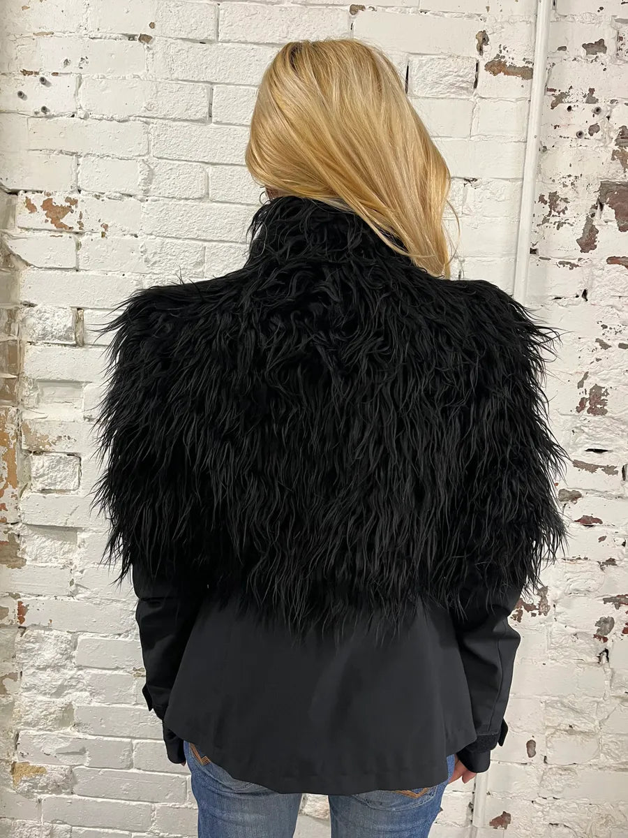 AW2011 Prada Faux Fur Hybrid Technical Black Jacket QobTqyT 2