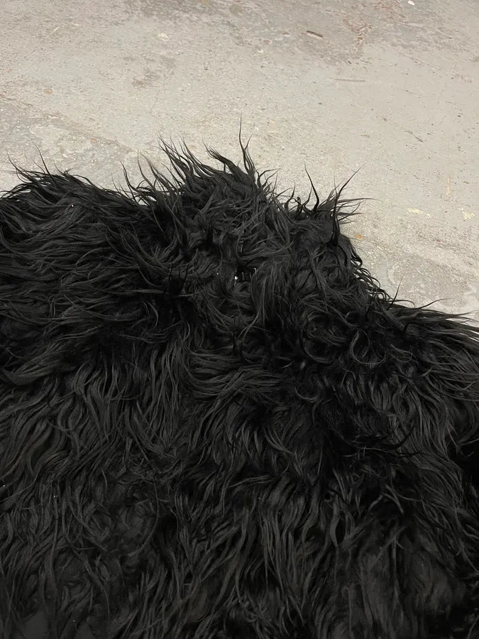 AW2011 Prada Faux Fur Hybrid Technical Black Jacket QobTqyT 4