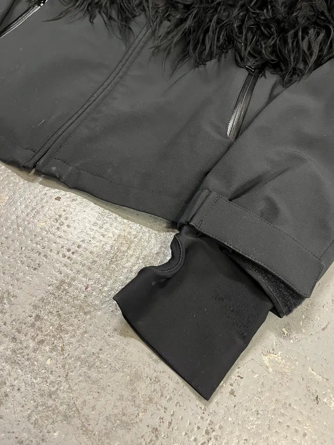 AW2011 Prada Faux Fur Hybrid Technical Black Jacket QobTqyT 5