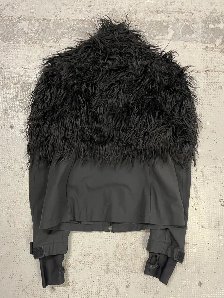 AW2011 Prada Faux Fur Hybrid Technical Black Jacket QobTqyT 6