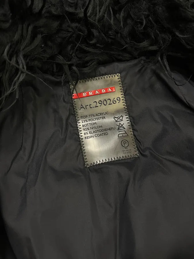 AW2011 Prada Faux Fur Hybrid Technical Black Jacket QobTqyT 8