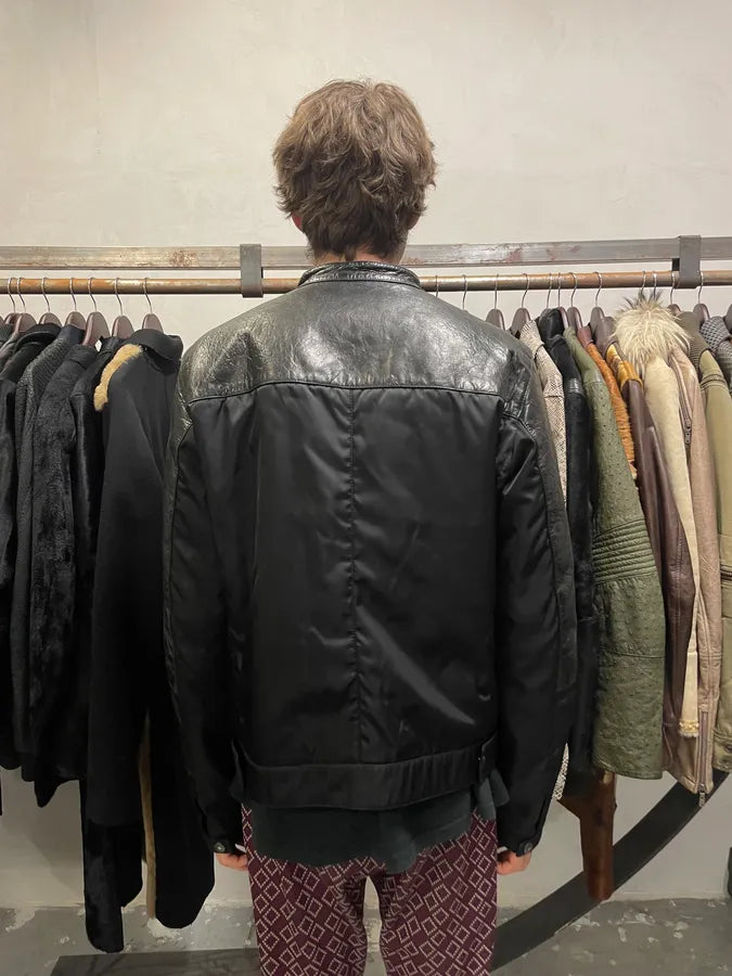 AW2011 Prada Hybrid Leather Black Nylon Jacket (L) 3