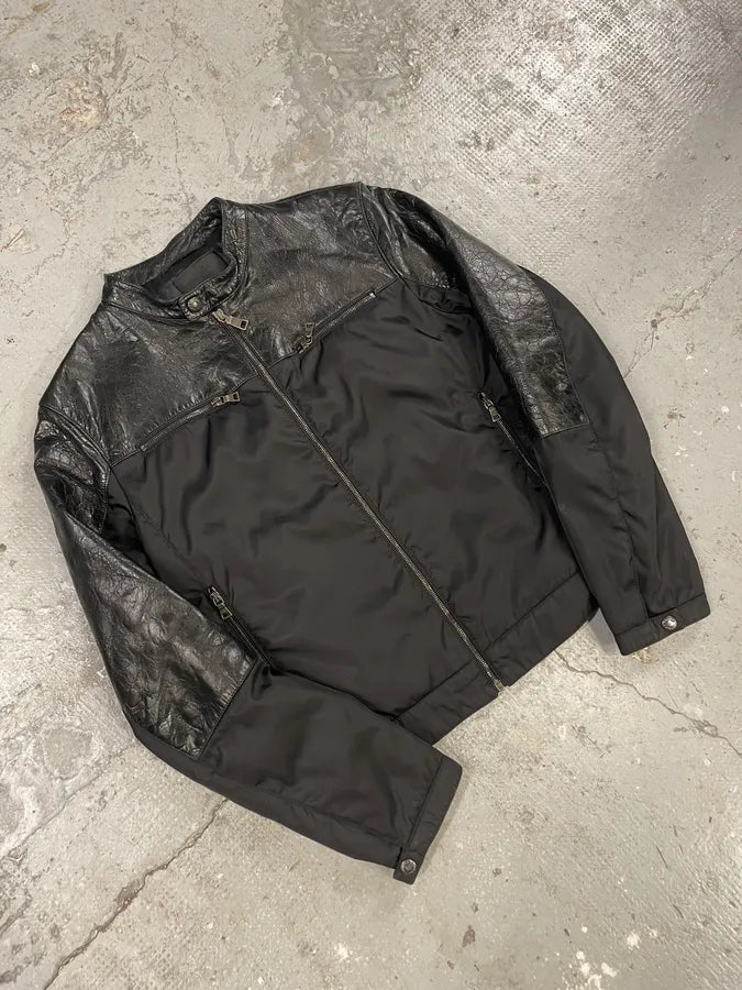 AW2011 Prada Hybrid Leather Black Nylon Jacket (L) 4