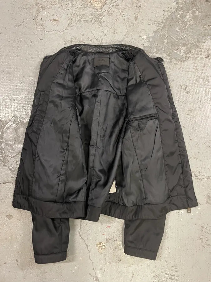 AW2011 Prada Hybrid Leather Black Nylon Jacket (L) 5