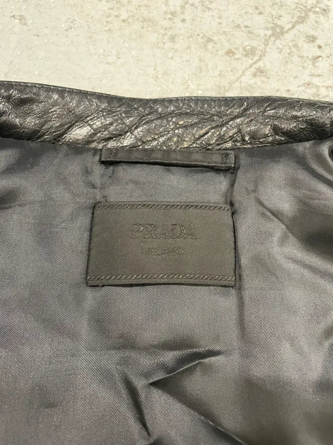 AW2011 Prada Hybrid Leather Black Nylon Jacket (L) 8