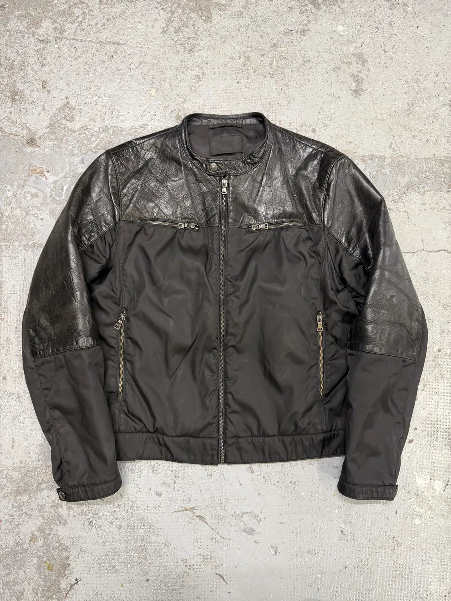 AW2011 Prada Hybrid Leather Black Nylon Jacket UdmAbZd 0