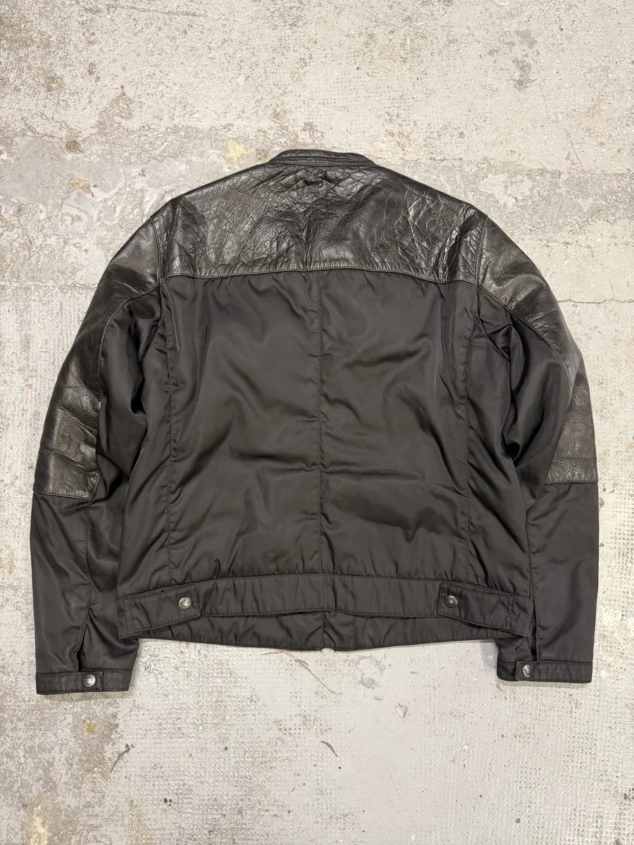 AW2011 Prada Hybrid Leather Black Nylon Jacket UdmAbZd 1