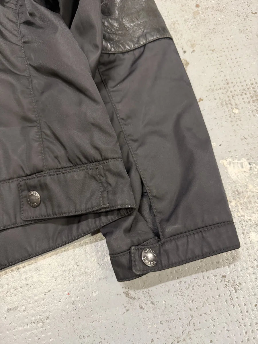 AW2011 Prada Hybrid Leather Black Nylon Jacket UdmAbZd 2
