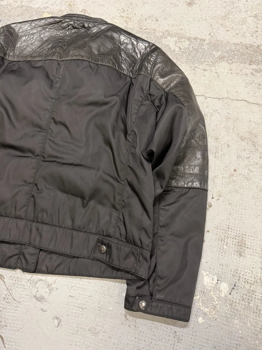 AW2011 Prada Hybrid Leather Black Nylon Jacket UdmAbZd 3
