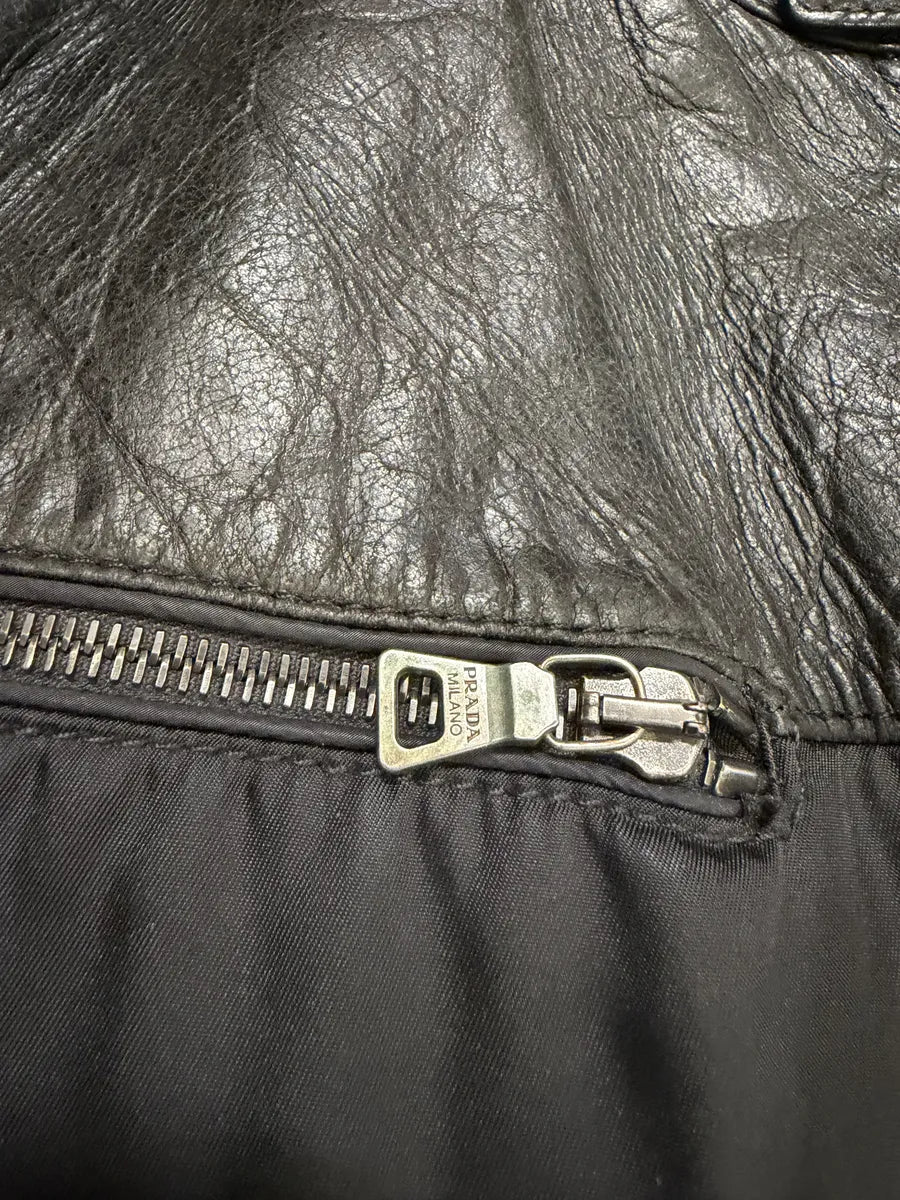 AW2011 Prada Hybrid Leather Black Nylon Jacket UdmAbZd 4