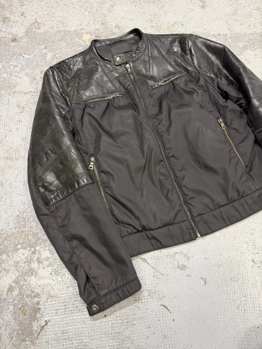 AW2011 Prada Hybrid Leather Black Nylon Jacket UdmAbZd 5
