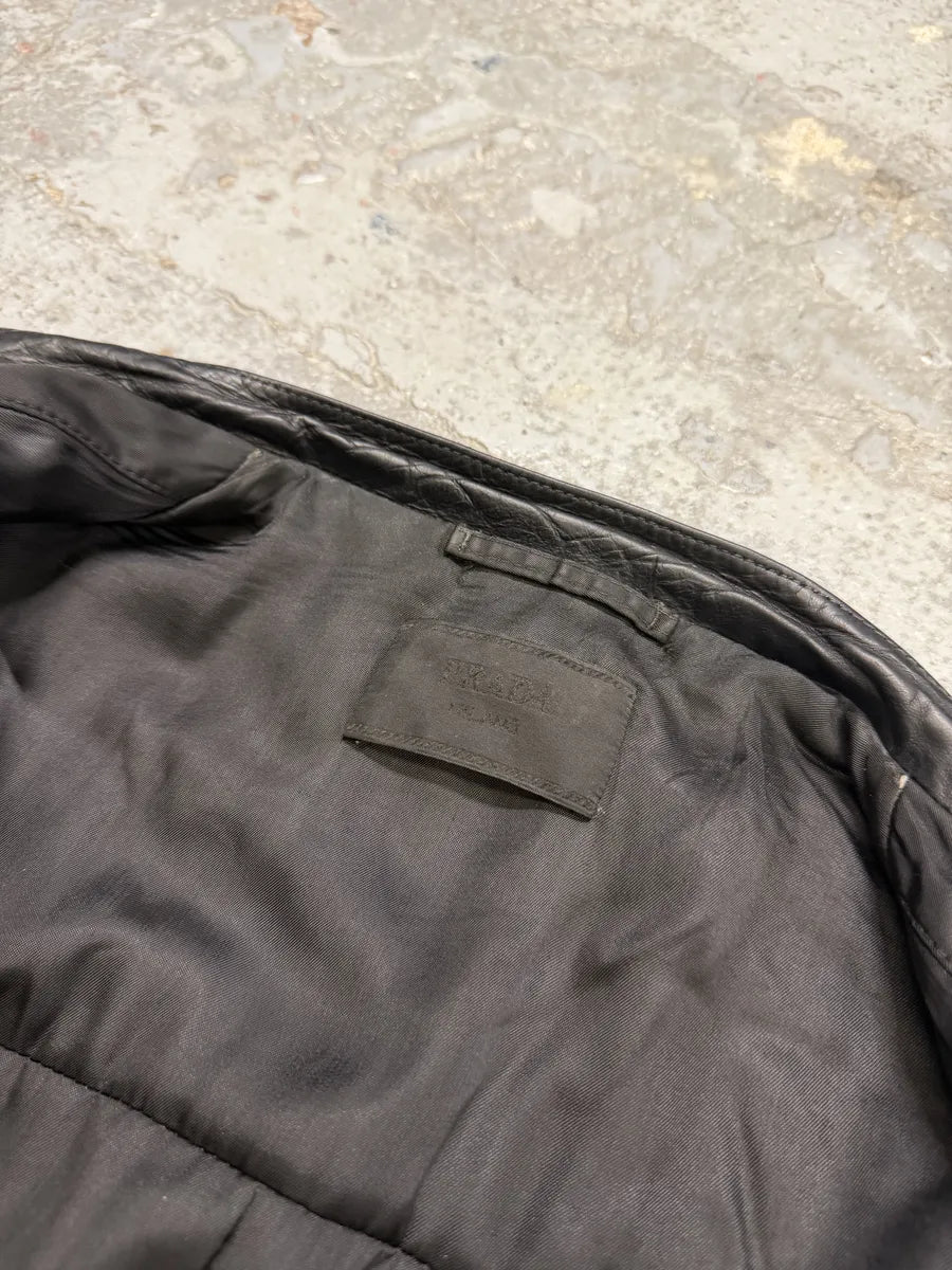 AW2011 Prada Hybrid Leather Black Nylon Jacket UdmAbZd 7