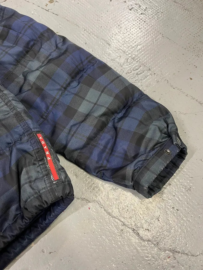 AW2011 Prada Linea Rossa Checkered Navy & Green Puffer Jacket JyJveAc 6