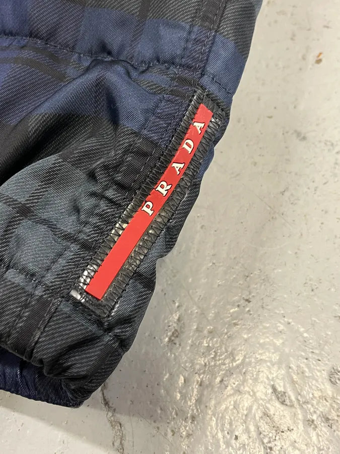 AW2011 Prada Linea Rossa Checkered Navy & Green Puffer Jacket JyJveAc 7