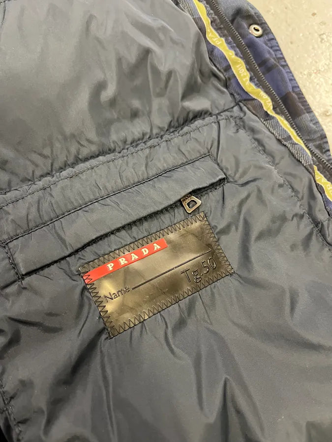 AW2011 Prada Linea Rossa Checkered Navy & Green Puffer Jacket JyJveAc 9