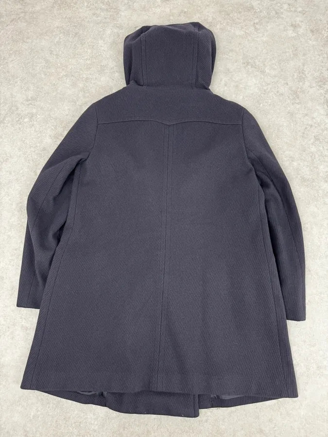 AW2011 Prada Navy Asymmetrical Wool Double-Breasted Long Jacket vwVeYMQ 3