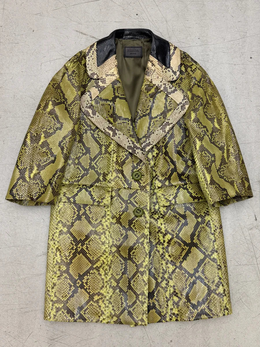 AW2011 Prada Python Leather Green Long Jacket xzmhgpf 0