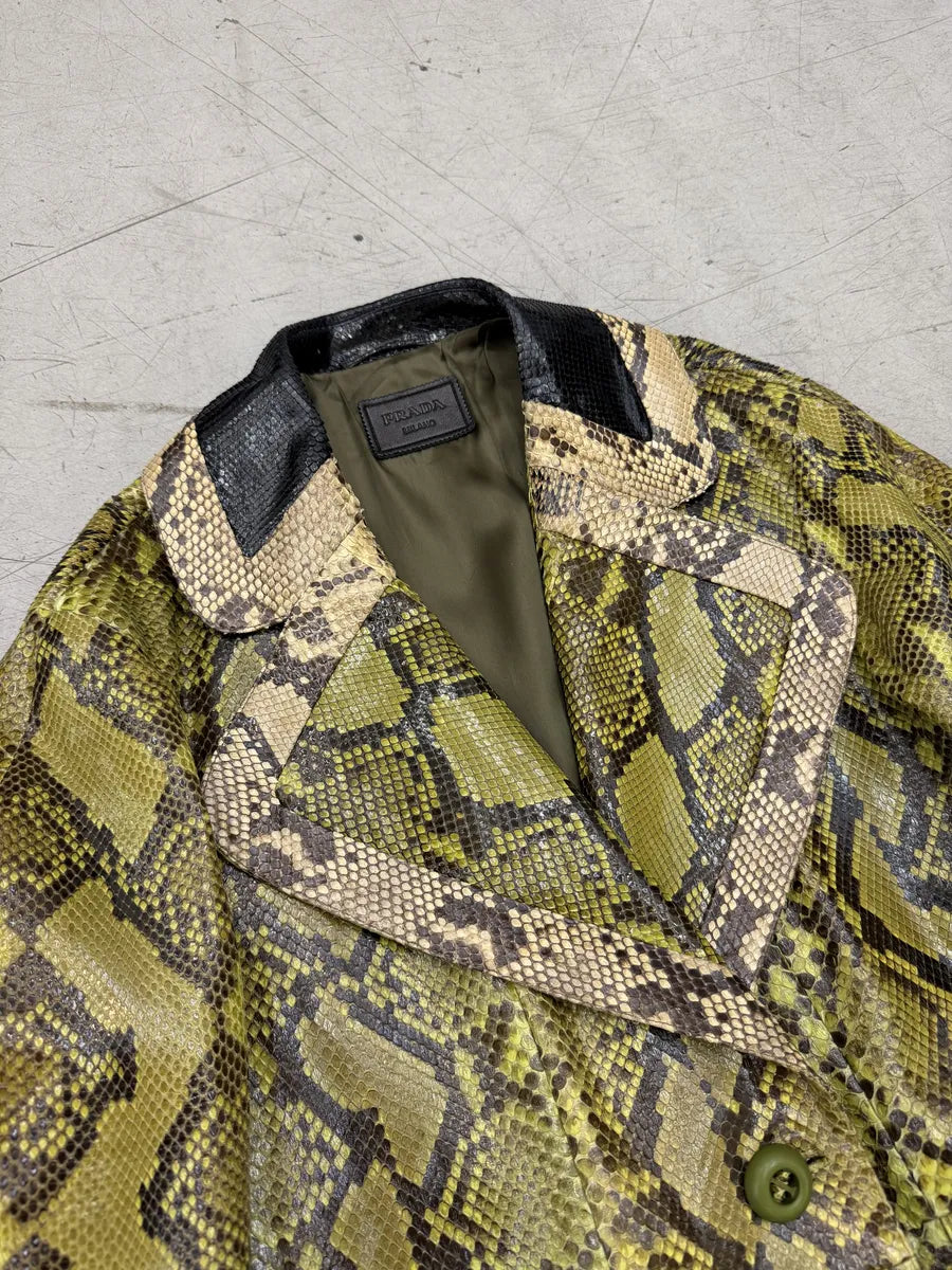 AW2011 Prada Python Leather Green Long Jacket xzmhgpf 15