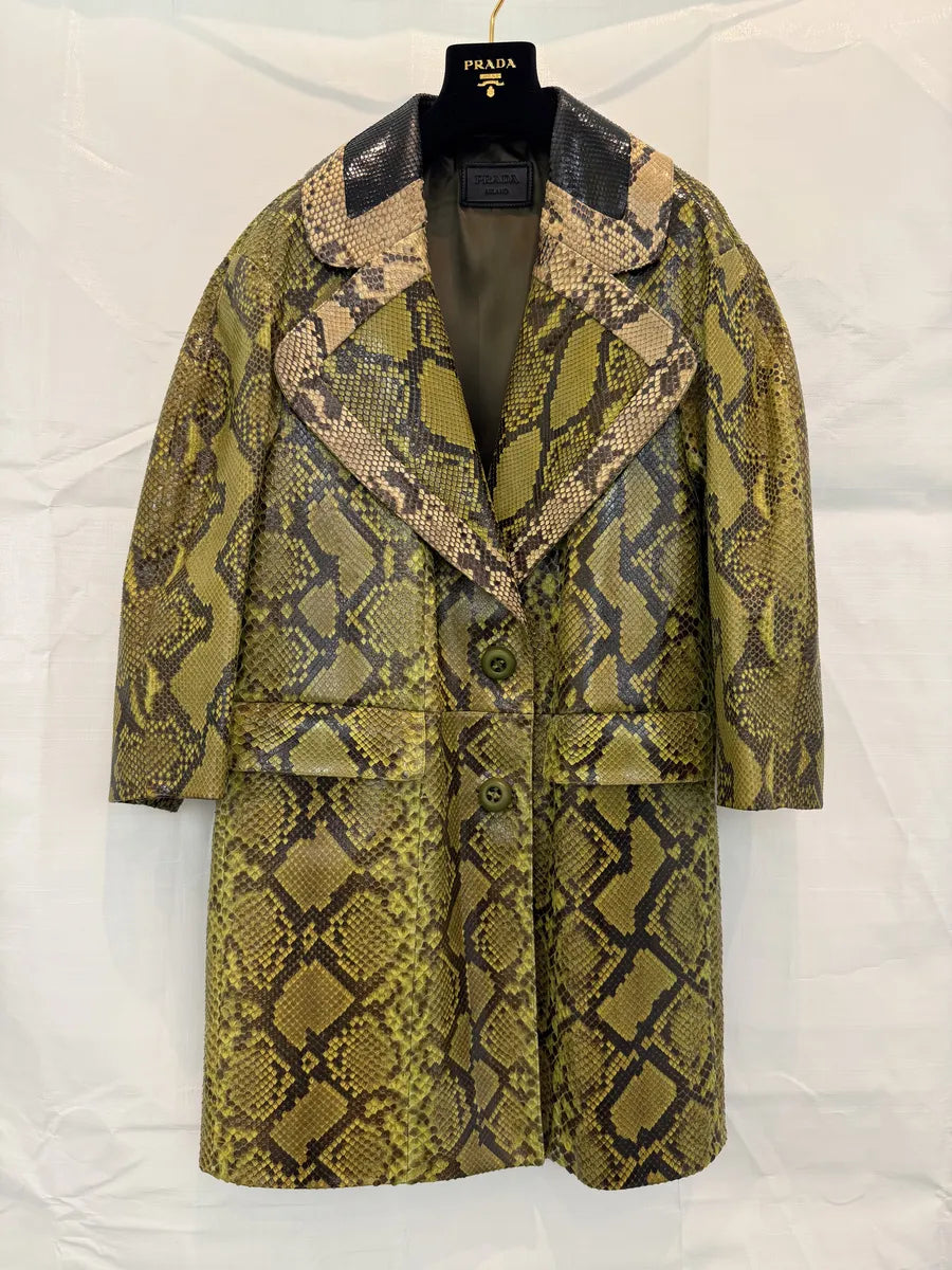 AW2011 Prada Python Leather Green Long Jacket xzmhgpf 2