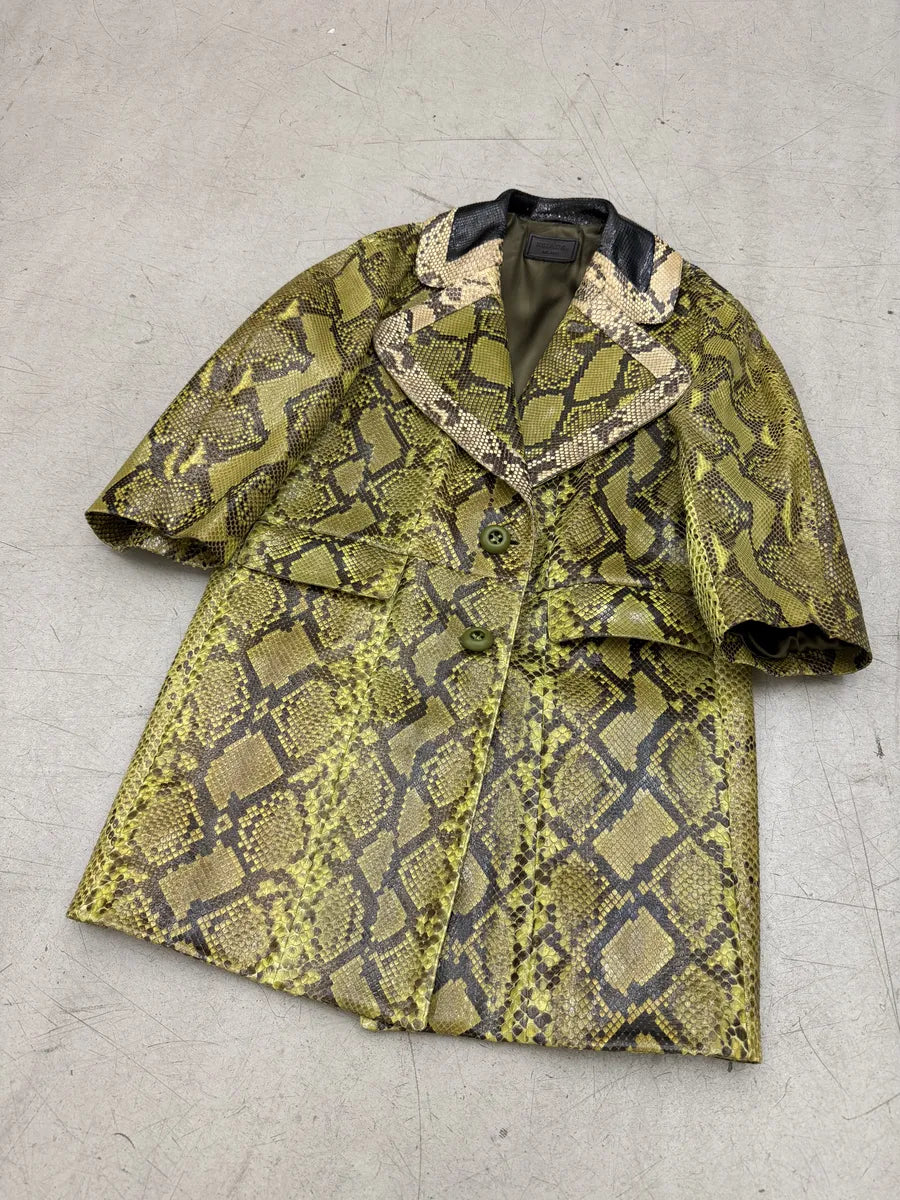 AW2011 Prada Python Leather Green Long Jacket xzmhgpf 4