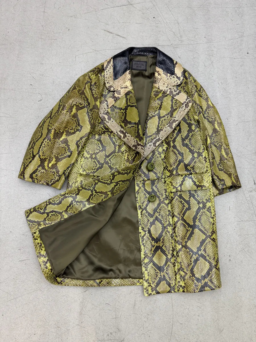 AW2011 Prada Python Leather Green Long Jacket xzmhgpf 7