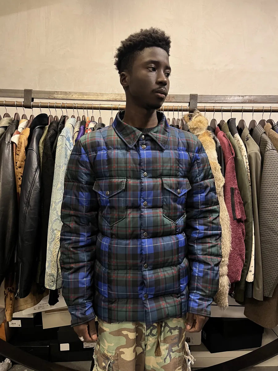 AW2011 Prada Tartan Blue & Green Puffer Jacket VDXMNLk 1